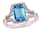Star K Octagon Emerald Cut 8x6 Genuine Blue Topaz Vintage Look Split Shank Ring