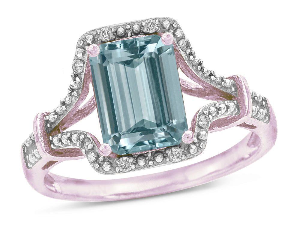 Star K Octagon Emerald Cut 8x6 Genuine Sky Blue Topaz Vintage Look Split Shank Ring
