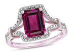 Star K Octagon Emerald Cut 8x6 Genuine Rhodolite Vintage Look Split Shank Ring