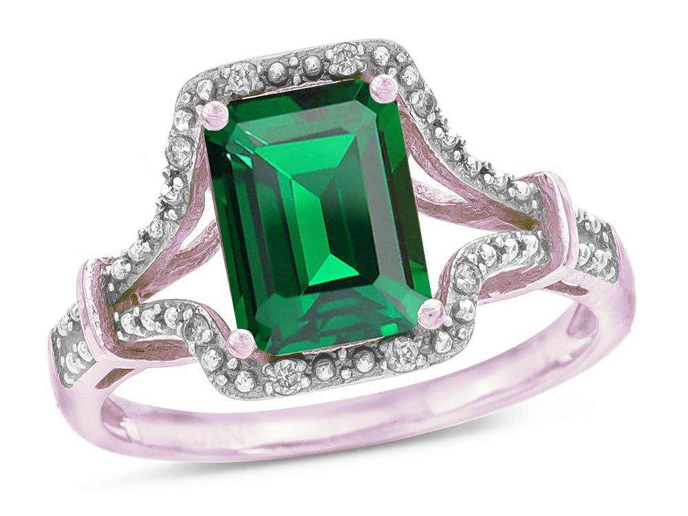 Star K Octagon Emerald Cut 8x6 Simulated Emerald Vintage Look Split Shank Ring