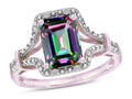 Star K Octagon Emerald Cut 8x6 Rainbow Mystic Topaz Vintage Look Split Shank Ring