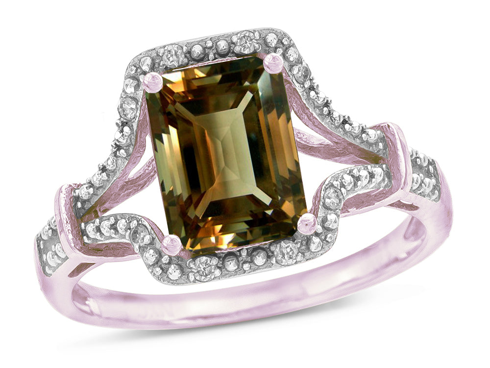 Star K Octagon Emerald Cut 8x6 Genuine Smoky Quartz Vintage Look Split Shank Ring