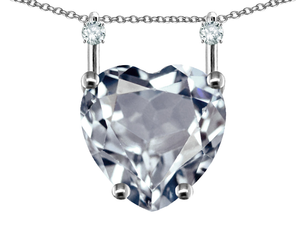 Star K Heart Shape 8mm Genuine Aquamarine Stackable Mothers Pendant