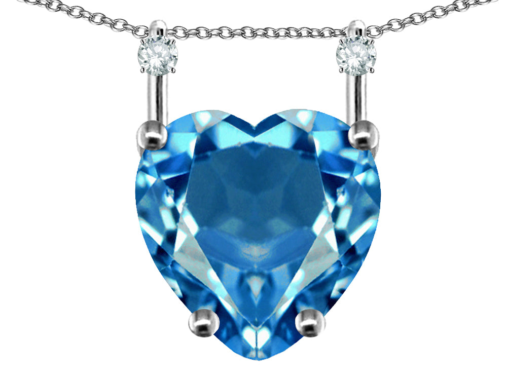 Star K Heart Shape 8mm Genuine Blue Topaz Stackable Mothers Pendant