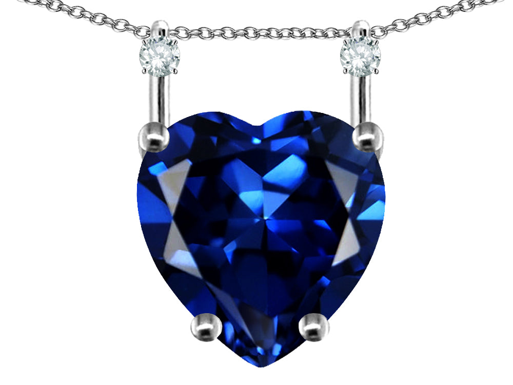Star K Heart Shape 8mm Created Sapphire Stackable Mothers Pendant