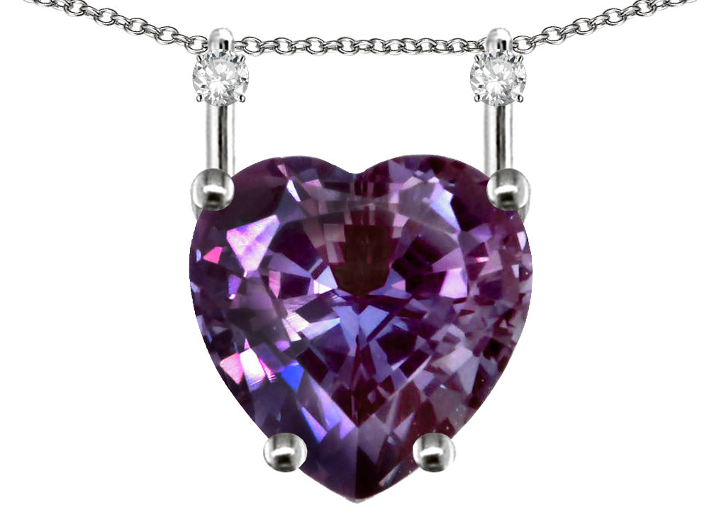 Star K Heart Shape 8mm Simulated Alexandrite Stackable Mothers Pendant