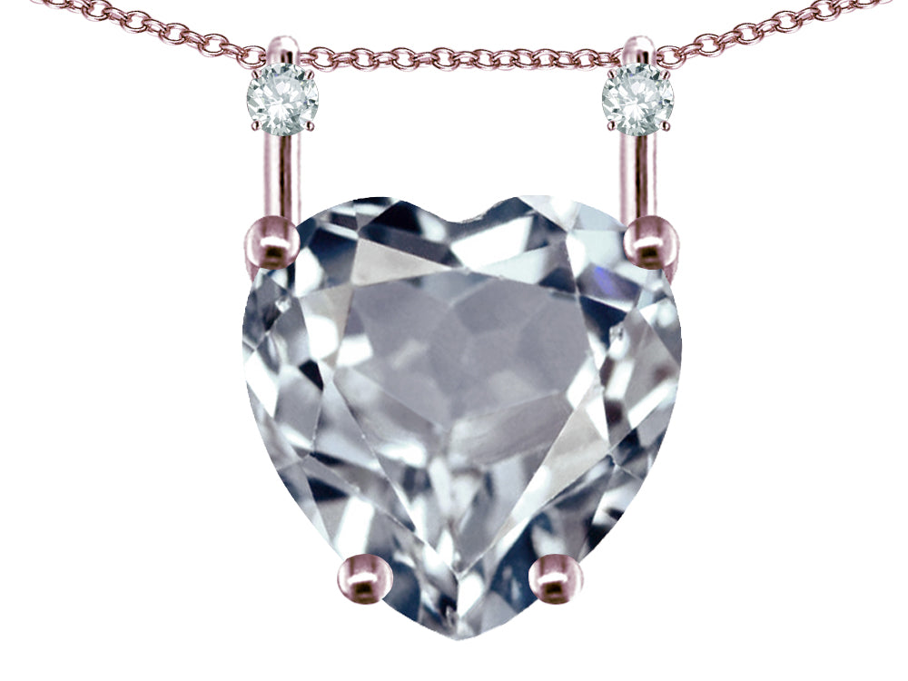 Star K Heart Shape 8mm Genuine Aquamarine Stackable Mothers Pendant