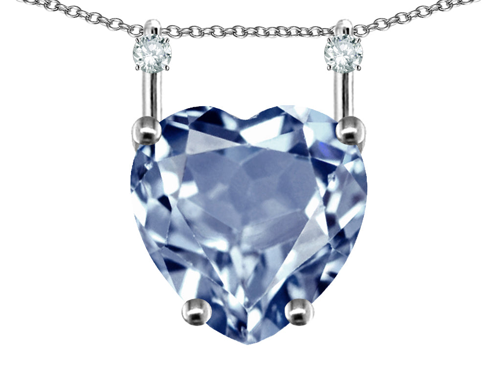 Star K Heart Shape 8mm Genuine Sky Blue Topaz Stackable Mothers Pendant