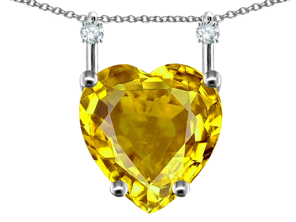 Star K Heart Shape 8mm Genuine Citrine Stackable Mothers Pendant