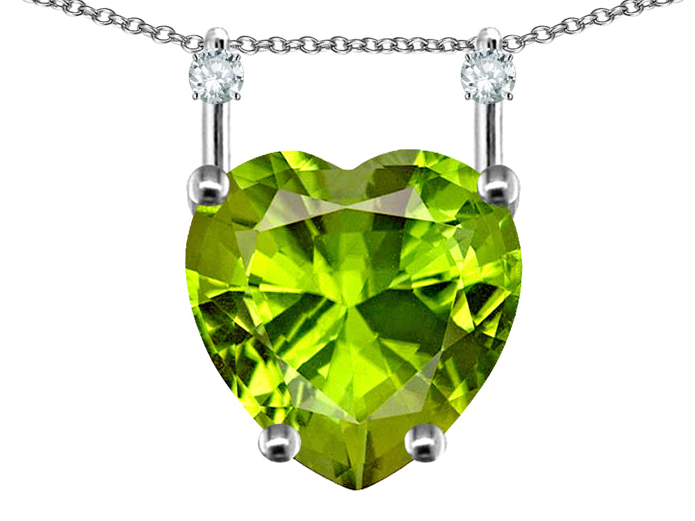 Star K Heart Shape 8mm Genuine Peridot Stackable Mothers Pendant