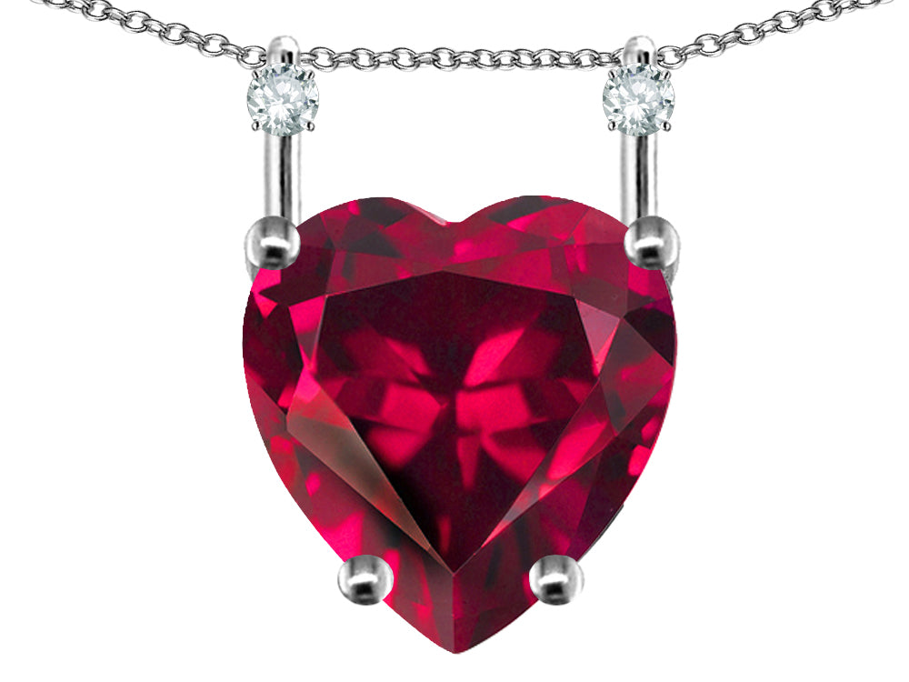 Star K Heart Shape 8mm Created Ruby Stackable Mothers Pendant
