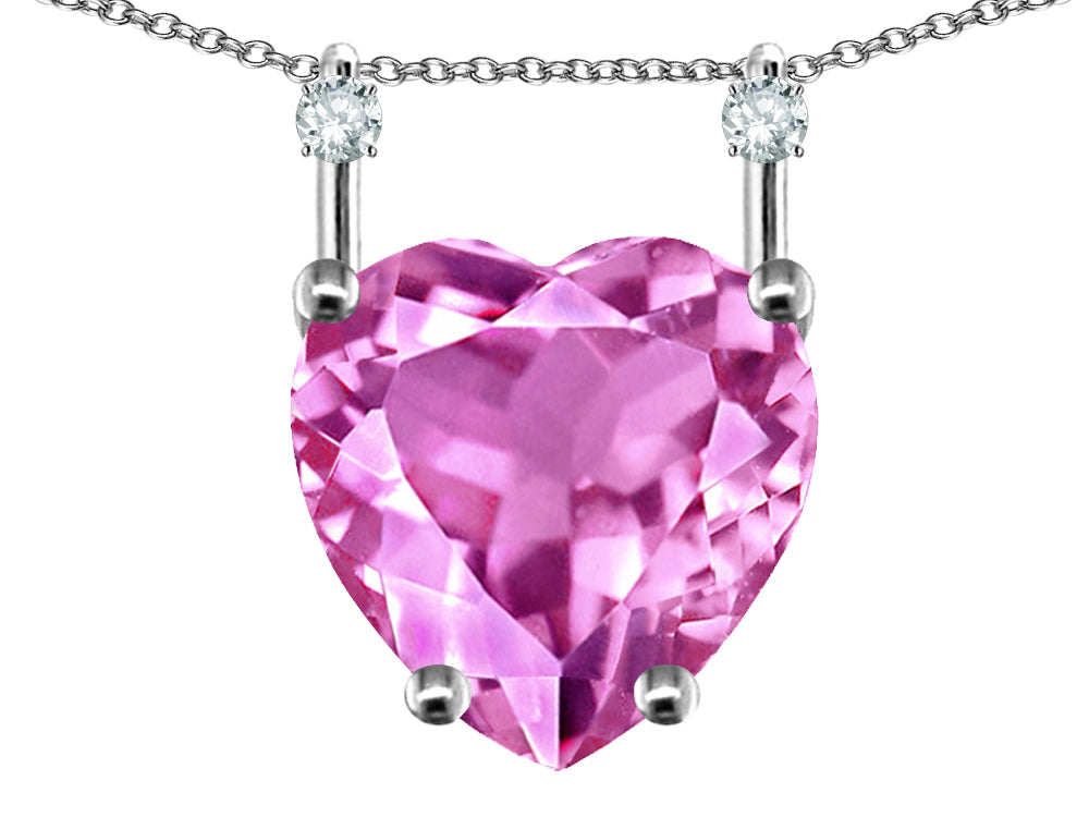 Star K Heart Shape 8mm Created Pink Sapphire Stackable Mothers Pendant