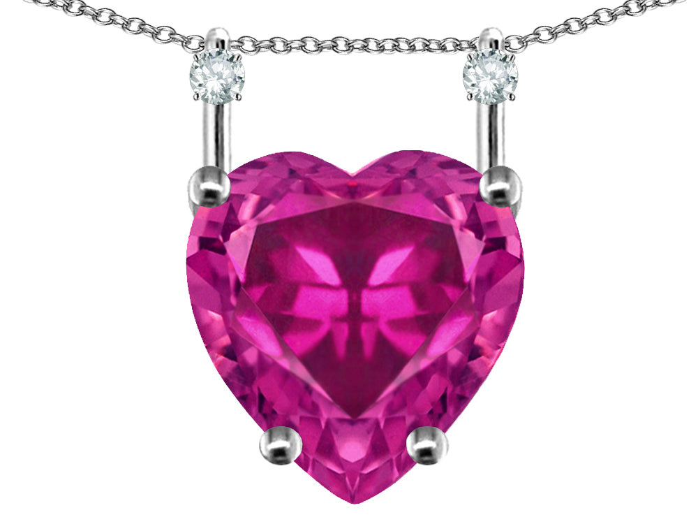 Star K Heart Shape 8mm Simulated Pink Tourmaline Stackable Mothers Pendant