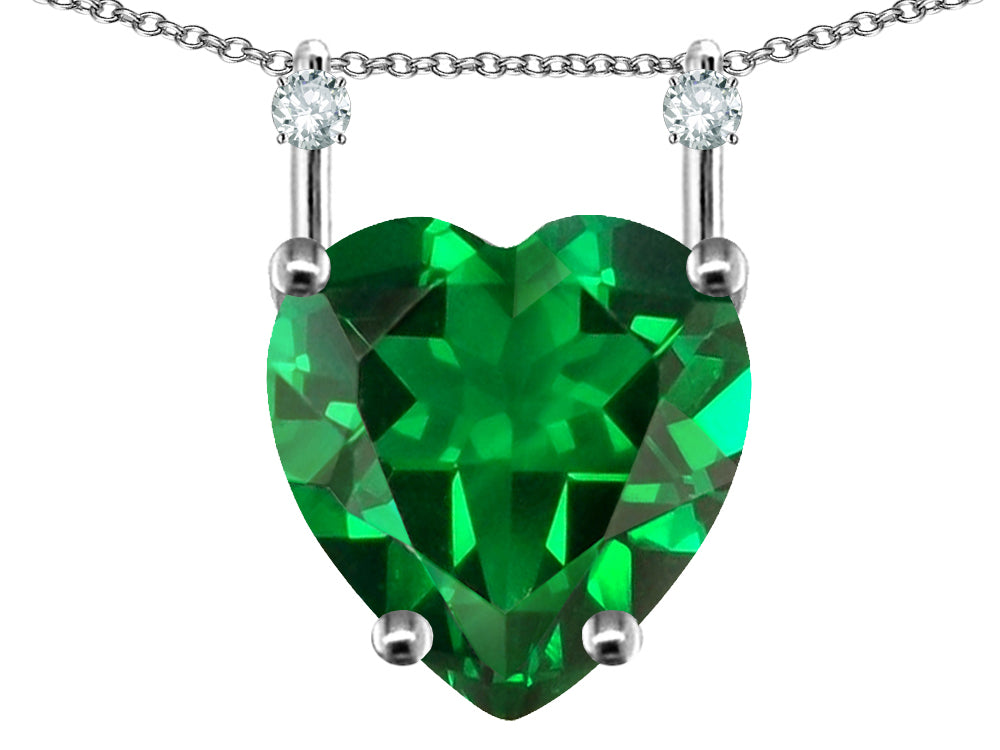 Star K Heart Shape 8mm Simulated Emerald Stackable Mothers Pendant