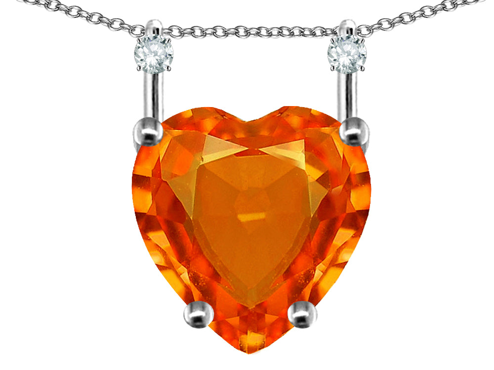 Star K Heart Shape 8mm Simulated Orange Mexican Fire Opal Stackable Mothers Pendant
