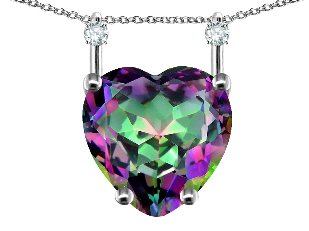 Star K Heart Shape 8mm Rainbow Mystic Topaz Stackable Mothers Pendant