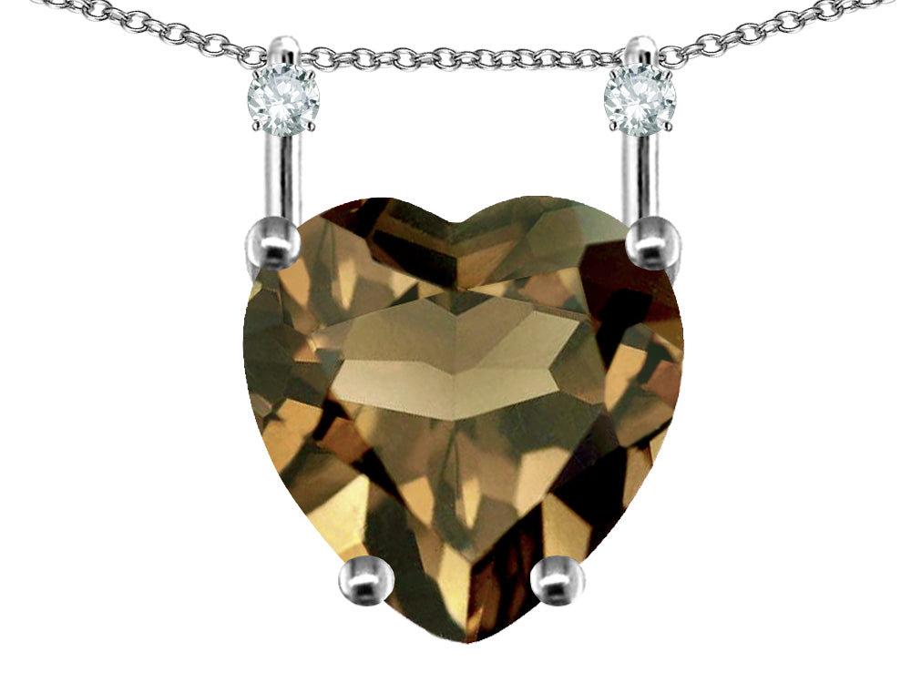 Star K Heart Shape 8mm Genuine Smoky Quartz Stackable Mothers Pendant