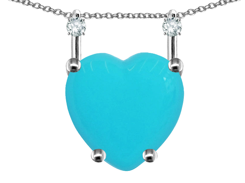 Star K Heart Shape 8mm Simulated Turquoise Stackable Mothers Pendant