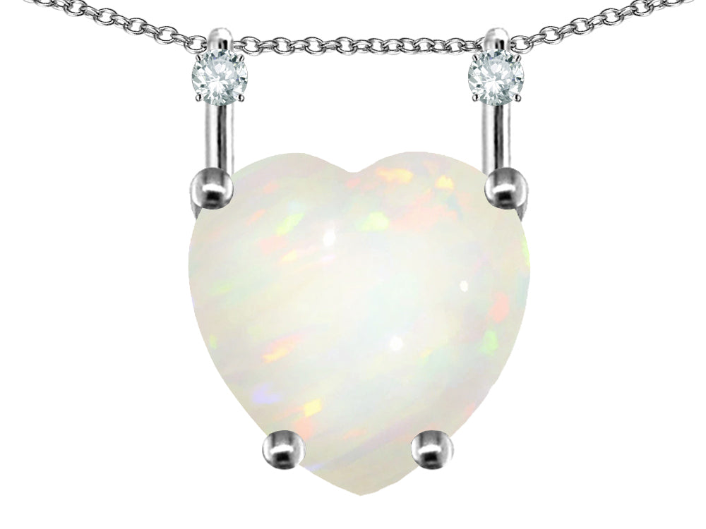 Star K Heart Shape 8mm Genuine Opal Stackable Mothers Pendant