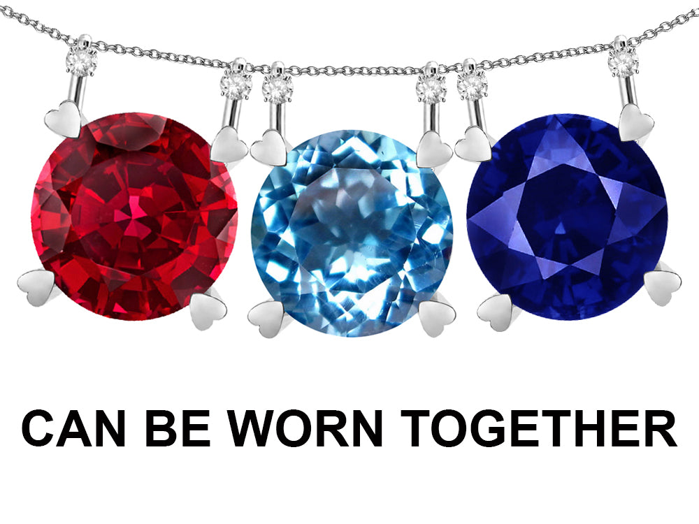 Star K Round 7mm Genuine Blue Topaz Stackable Mothers Hearts Pendant