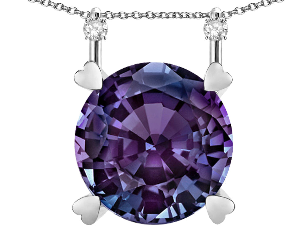 Star K Round 7mm Simulated Alexandrite Stackable Mothers Hearts Pendant