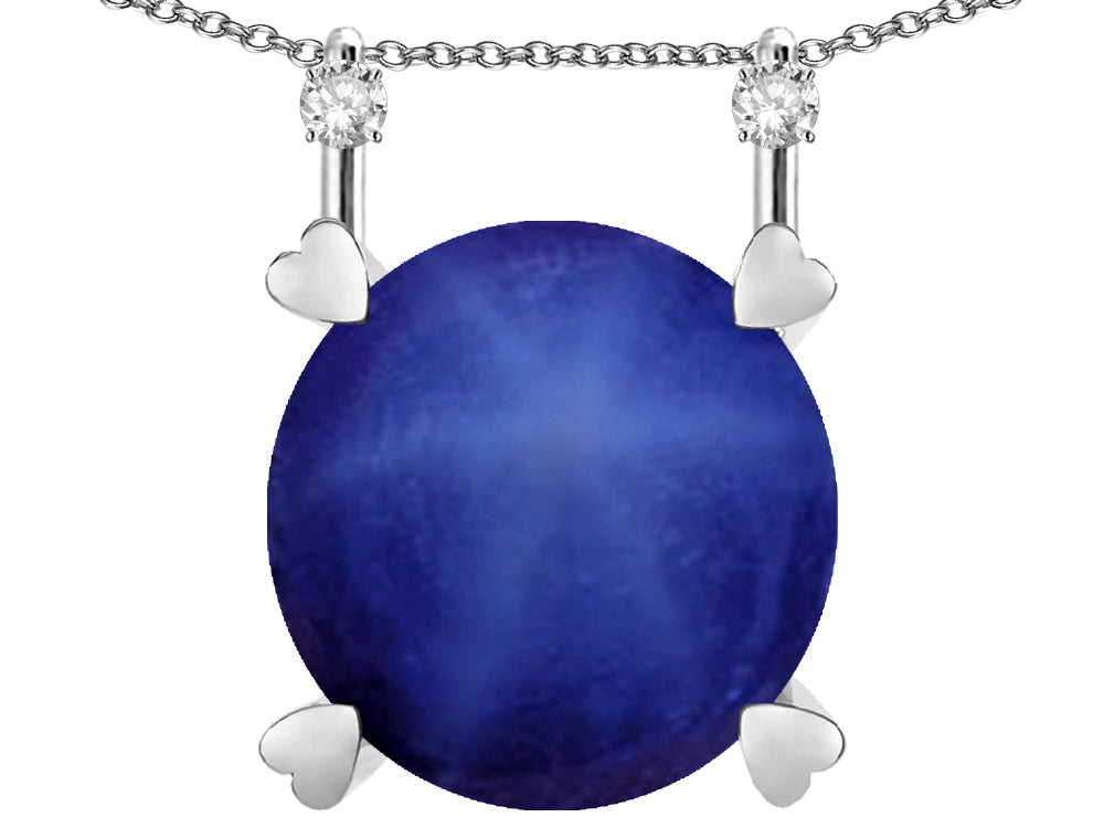 Star K Round 7mm Created Star Sapphire Stackable Mothers Hearts Pendant