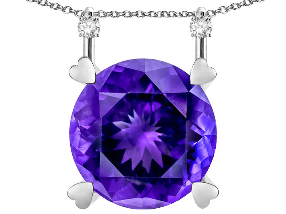 Star K Round 7mm Genuine Amethyst Stackable Mothers Hearts Pendant