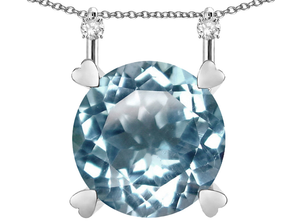 Star K Round 7mm Genuine Sky Blue Topaz Stackable Mothers Hearts Pendant