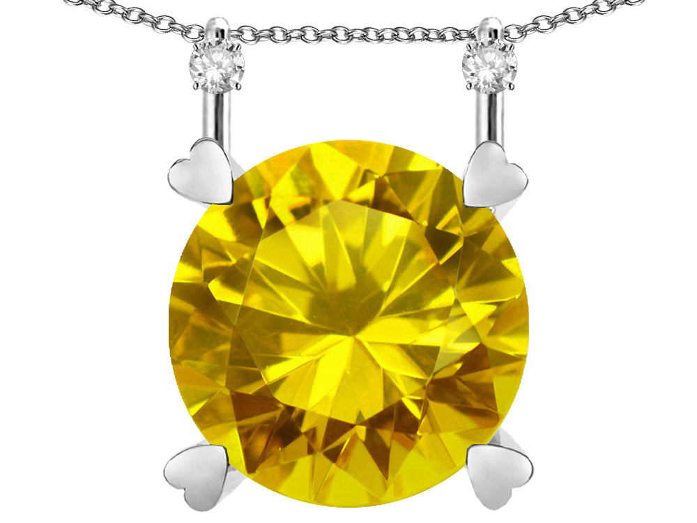 Star K Round 7mm Genuine Citrine Stackable Mothers Hearts Pendant