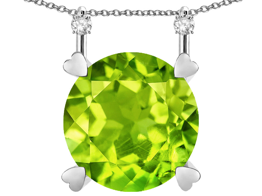 Star K Round 7mm Genuine Peridot Stackable Mothers Hearts Pendant