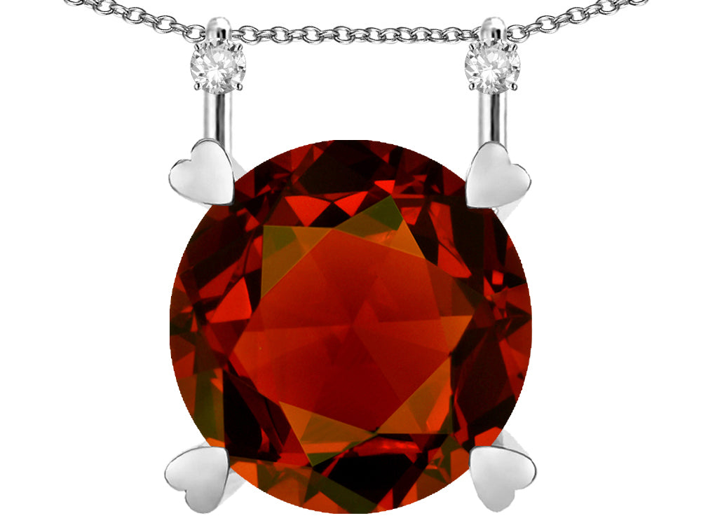 Star K Round 7mm Genuine Garnet Stackable Mothers Hearts Pendant
