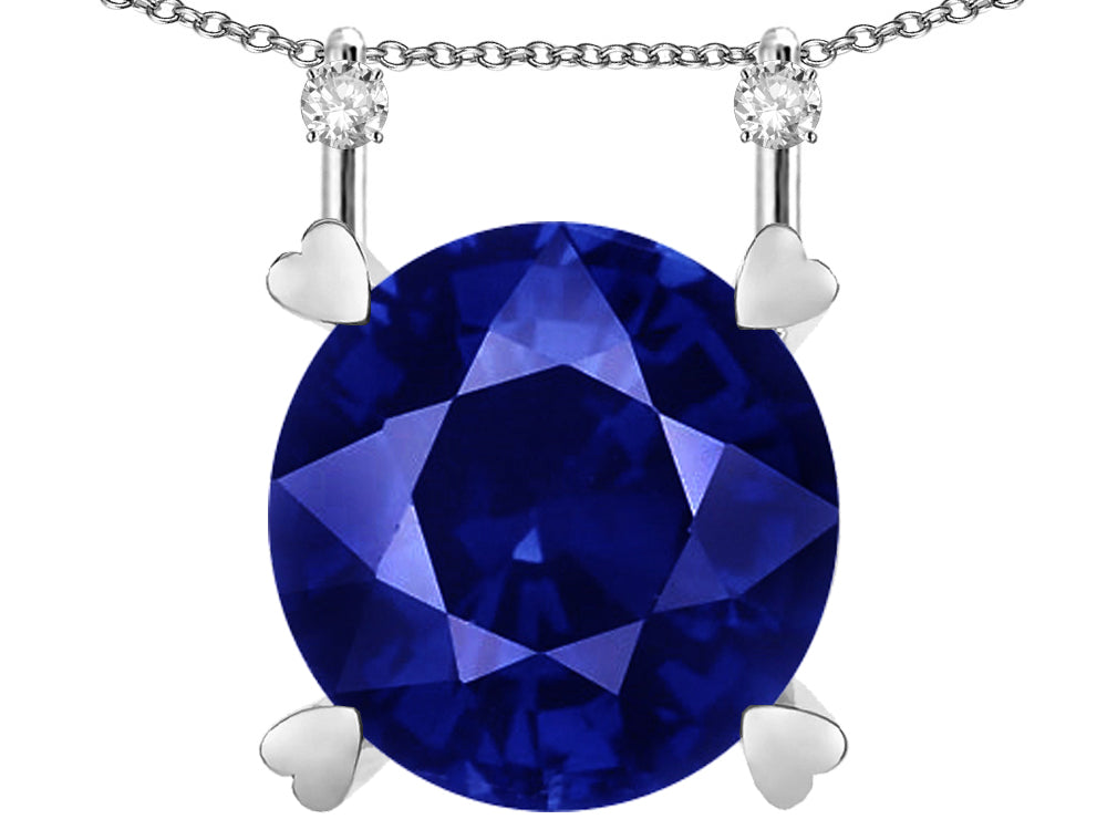 Star K Round 7mm Created Sapphire Stackable Mothers Hearts Pendant