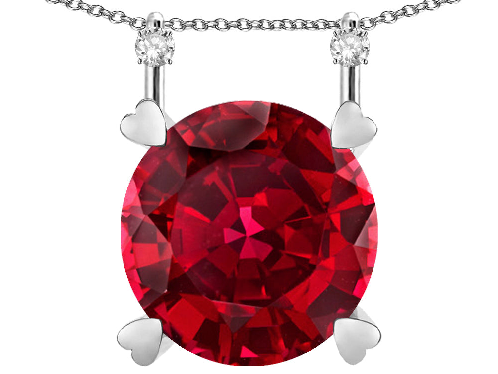 Star K Round 7mm Created Ruby Stackable Mothers Hearts Pendant