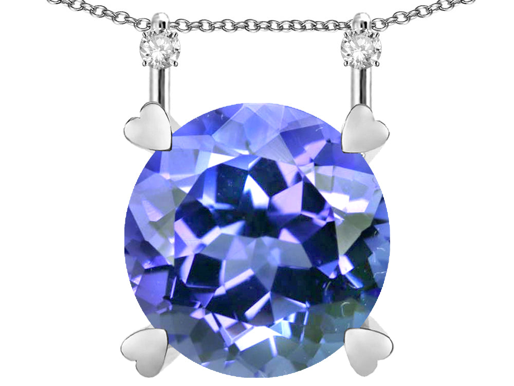 Star K Round 7mm Simulated Tanzanite Stackable Mothers Hearts Pendant