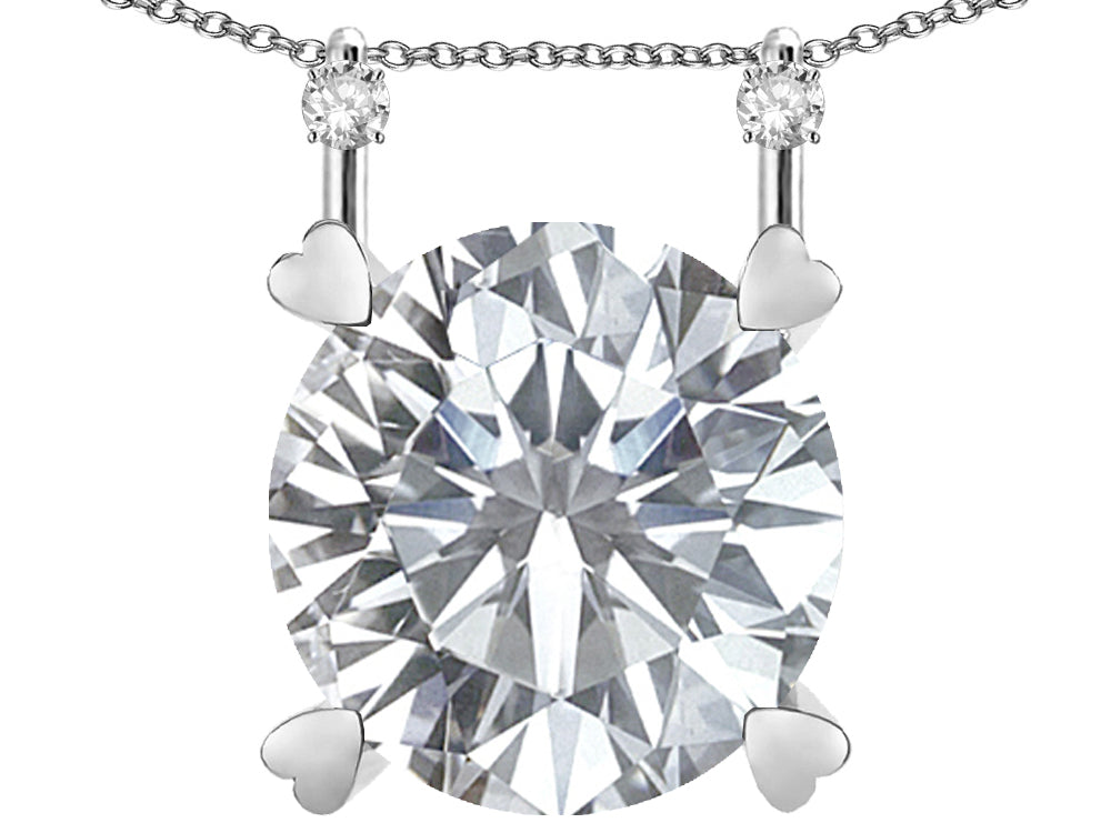 Star K Round 7mm Genuine White Topaz Stackable Mothers Hearts Pendant