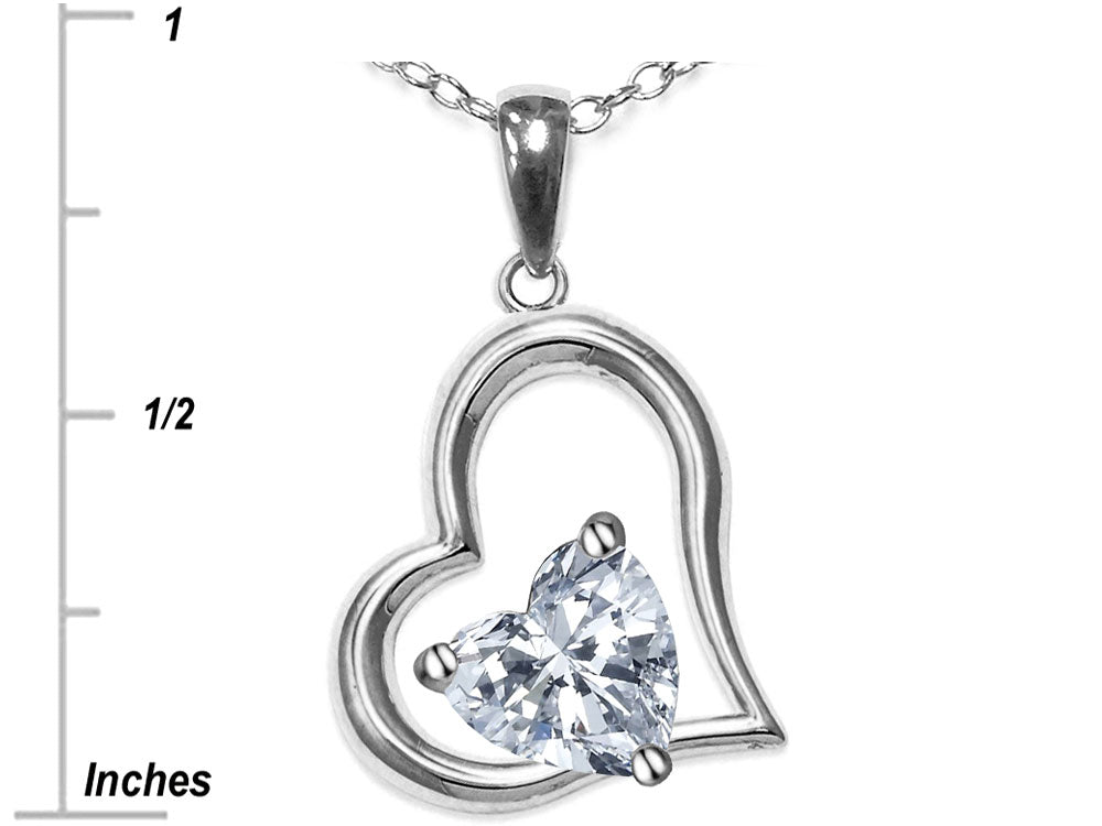 Star K Heart Shape 7mm Simulated Alexandrite Open Floating Heart Necklace Pendant