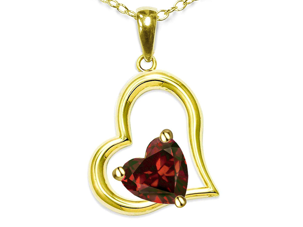 Star K Heart Shape 7mm Genuine Garnet Open Floating Heart Necklace Pendant