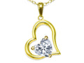 Star K Heart Shape 7mm Genuine White Topaz Open Floating Heart Necklace Pendant