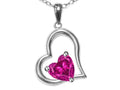 Star K Heart Shape 7mm Simulated Pink Tourmaline Open Floating Heart Necklace Pendant