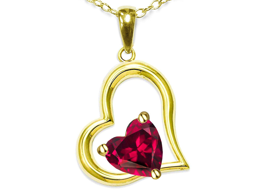 Star K Heart Shape 7mm Created Ruby Open Floating Heart Necklace Pendant