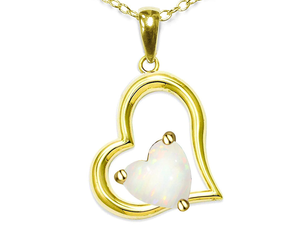 Star K Heart Shape 7mm Genuine Opal Open Floating Heart Necklace Pendant