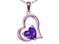 Star K Heart Shape 7mm Genuine Amethyst Open Floating Heart Necklace Pendant