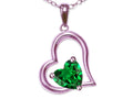 Star K Heart Shape 7mm Simulated Emerald Open Floating Heart Necklace Pendant
