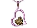 Star K Heart Shape 7mm Genuine Smoky Quartz Open Floating Heart Necklace Pendant
