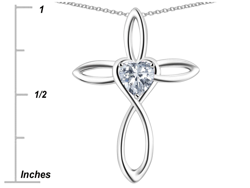 Star K 10k Gold Infinity Love Cross with Genuine Peridot Heart Stone Pendant Necklace