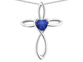 Star K 10k Gold Infinity Love Cross with Created Star Sapphire Heart Stone Pendant Necklace