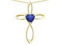 Star K 14k Gold Infinity Love Cross with Created Star Sapphire Heart Stone Pendant Necklace
