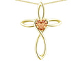 Star K 14k Gold Infinity Love Cross with Simulated Imperial Yellow Topaz Heart Stone Pendant Necklace