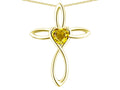 Star K 10k Gold Infinity Love Cross with Genuine Citrine Heart Stone Pendant Necklace