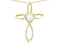 Star K 10k Gold Infinity Love Cross with Genuine Opal Heart Stone Pendant Necklace